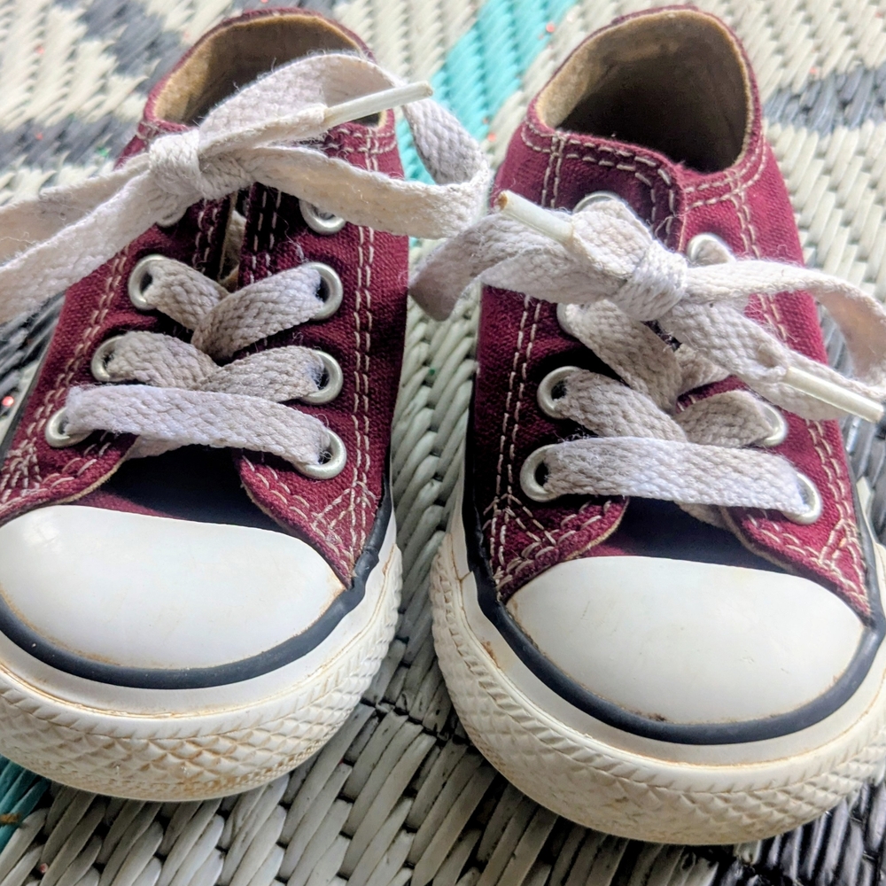 Kids Burgundy Canvas Sneakers